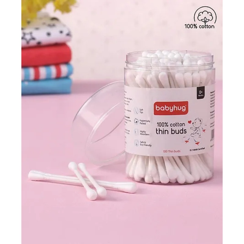 Babyhug Paper Stick Thin Cotton Buds – 100 Pieces