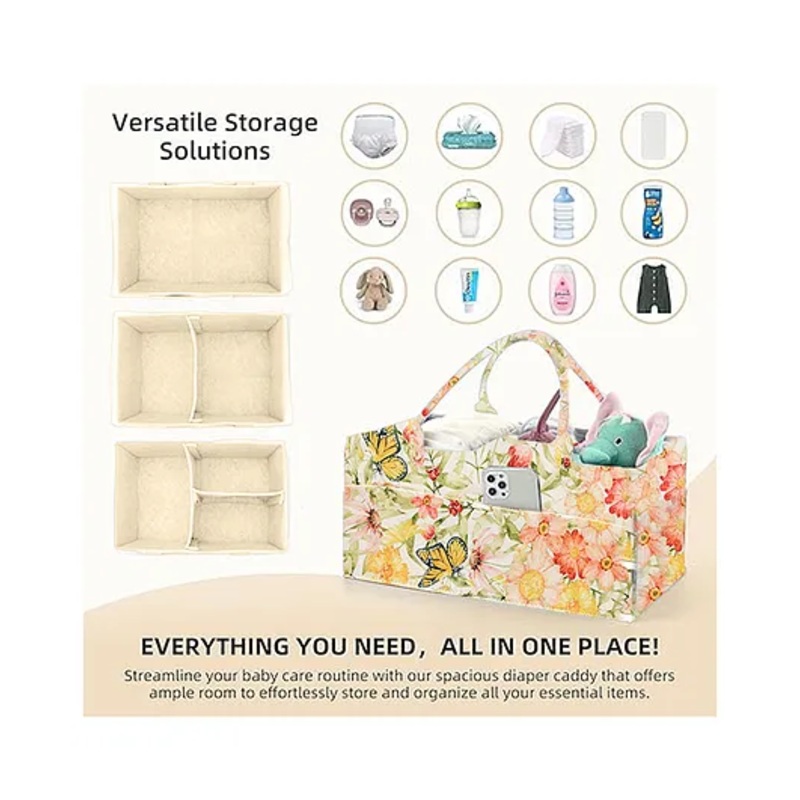 Babymoon Multifunctional Caddy Organiser Storage Mother Diaper Bag Foldable – Multi Floral