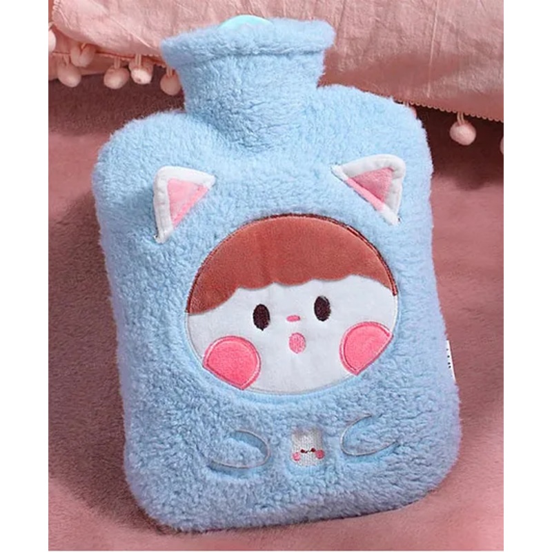 FunBlast Cartoon Design Hot Water Bag with Soft Cover 1000 ml – Sky Blue