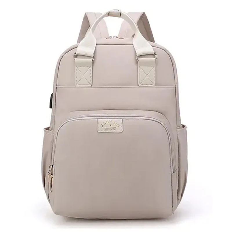 House of Quirk Baby Diaper Bag With USB Charging Port  – Beige