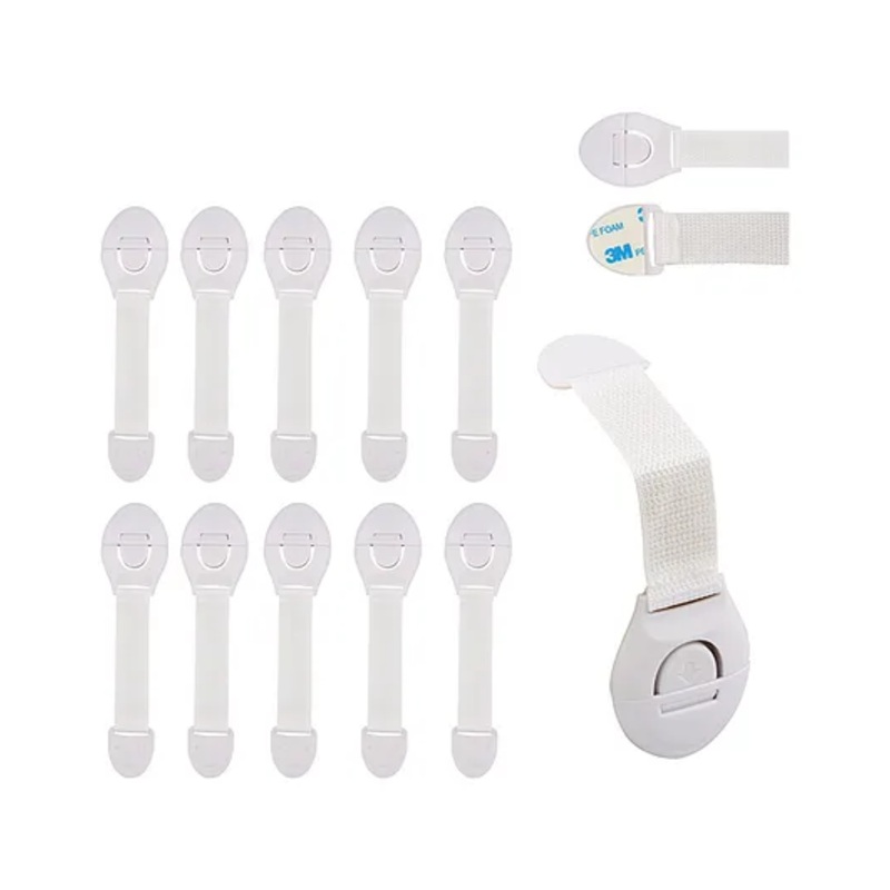 Kiddery Safety Lock Baby Proofing Locks Nylon Strap – White
