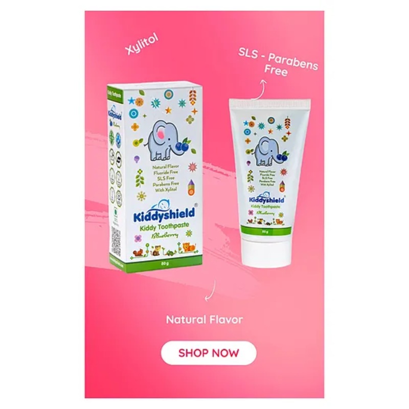 Kiddyshield Natural Toothpaste Blueberry for baby and kids 80 Gm (Pack of 3)