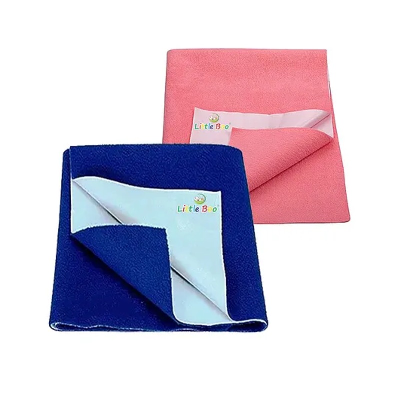Little Boo Instadry Baby Bed Protector Sheet, Waterproof, Medium L 100 x B 70cm, Pack of 2 -SSalmon Rose & RoyalBlue