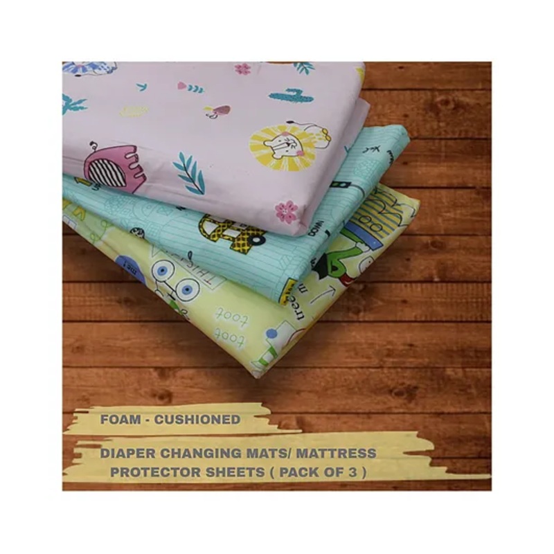 Lollipop Lane Foam-Cushioned Waterproof Sheet Quick-Dry Diaper Changing Mat for Baby – SMALL (Pink, Yellow and Green) (Pack of 3)