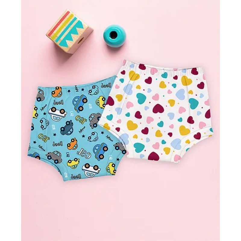 Moms Home Cotton Unisex Baby Padded Underwear -Heart & Car- (6-12M) Pack Of 2