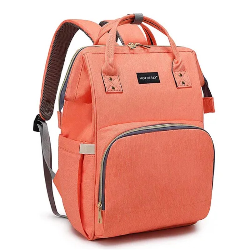 Motherly Crown Melange Fabric Diaper Bag for Mothers for Travel with Warranty | Spacious Diaper Bags for Mom | Baby Bag for Mother Travel –  Orange