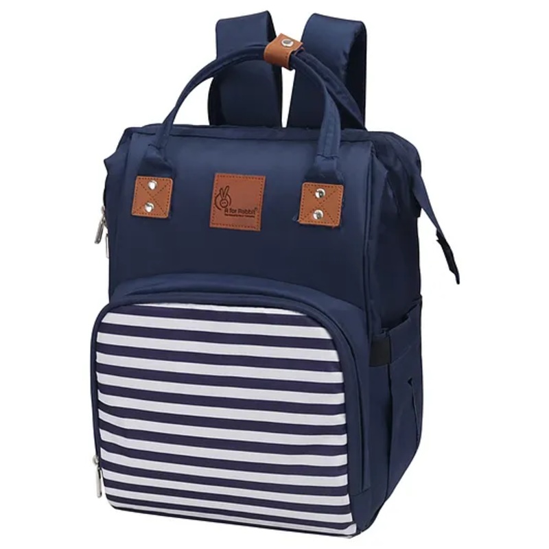 R for Rabbit Caramello Regal Baby Diaper Bag for Mother, Waterproof Kids Diaper Backpack for Mothers, Multifunctional Maternity Bag for Travel, Nursing Backpack for Moms (Blue Stripes)