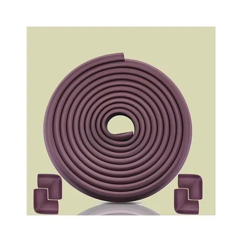 Safe-O-Kid Baby Safety Combo- 2 Meter Edge Guard with 4 Corner Guards | BPA-Free, Soft Foam Cushion for Furniture Protection- Brown