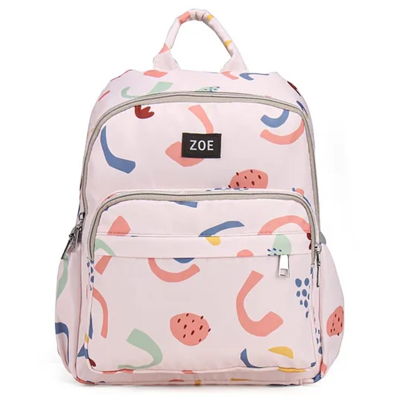 Zoe Multifunctional Printed Diaper Backpack – White