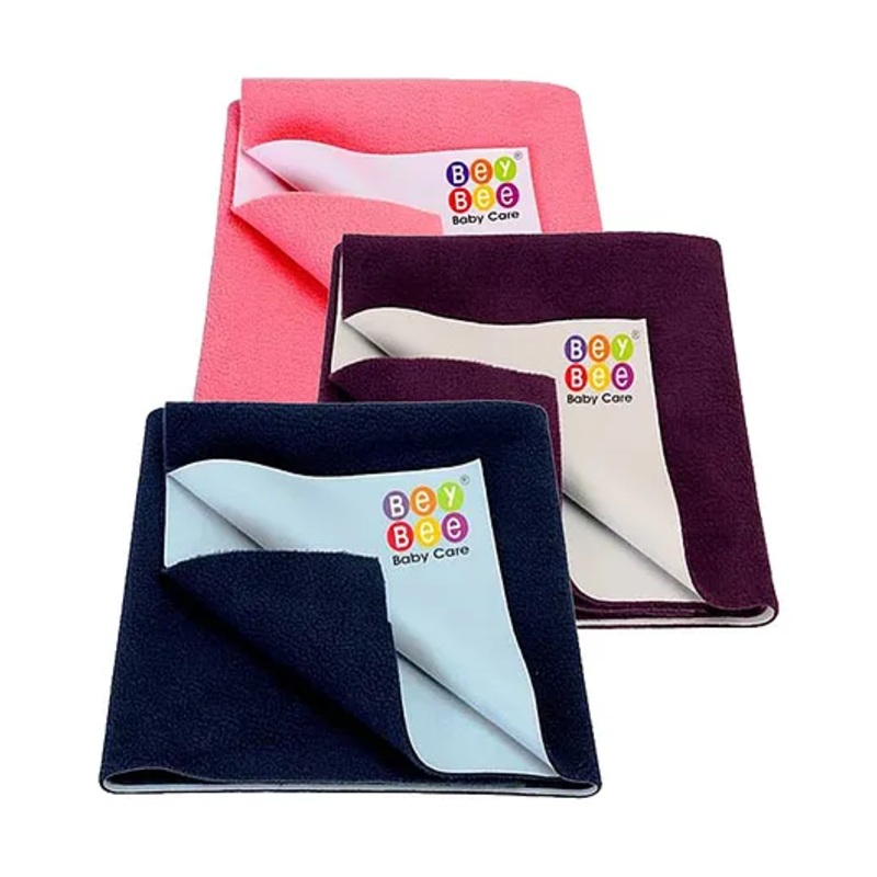 BeyBee Cotton Baby Bed Protecting Mat Small – Salmon Rose Plum Dark Blue