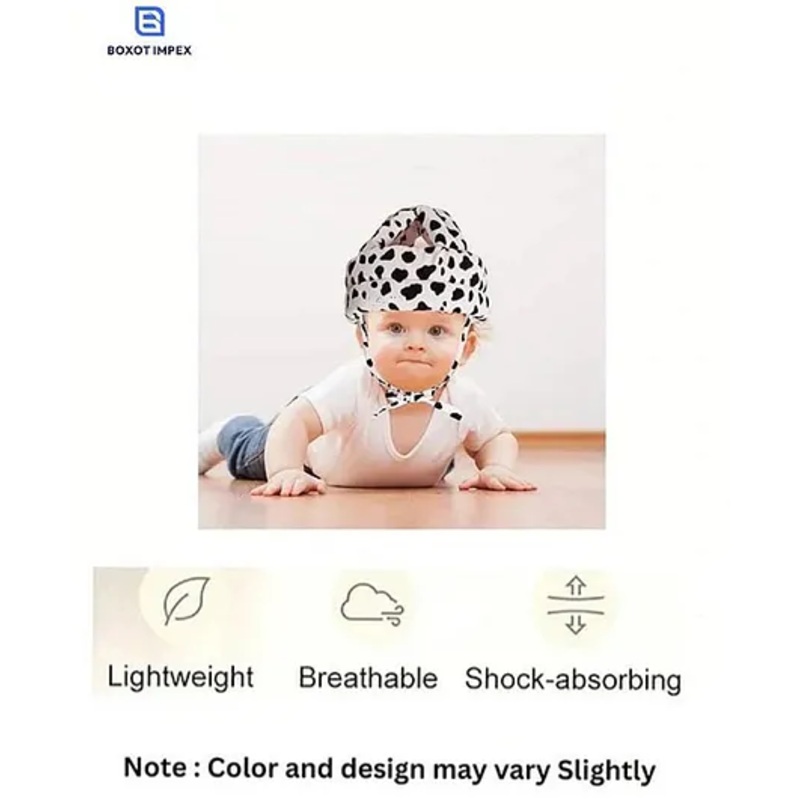 BOXOT IMPEX Adjustable Cushioned Baby Safety Helmet Black + White