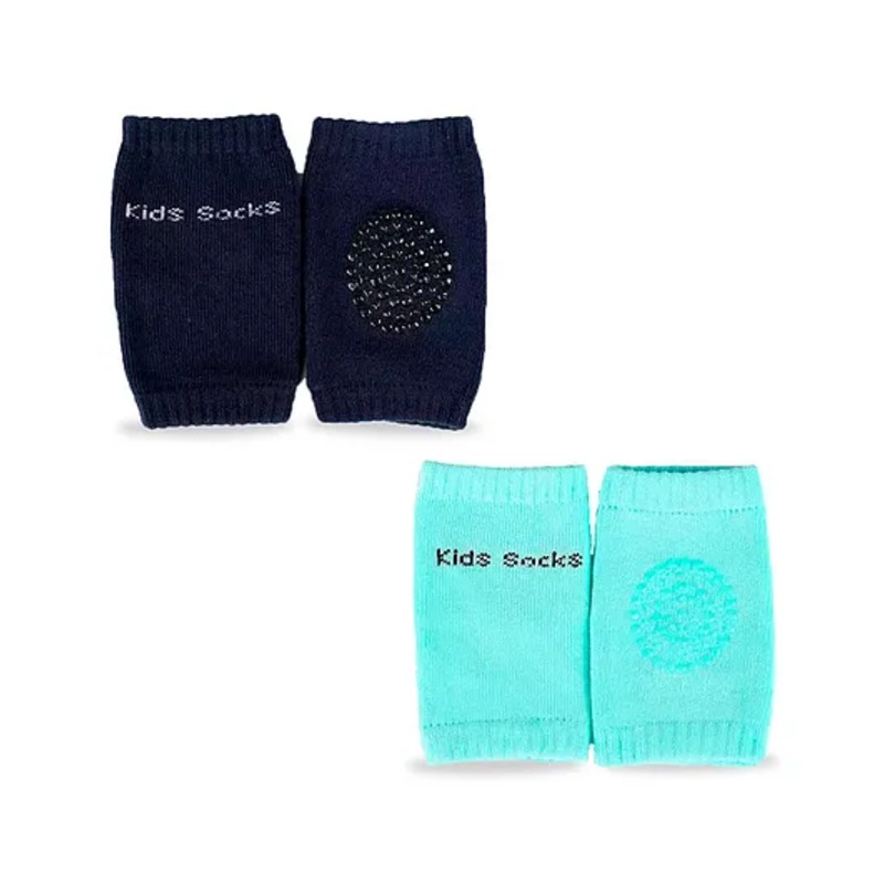 Chinmay Kids Knee Pads with Anti-Slip Padded Stretchable Elastic Cotton Soft Comfortable Pack of 2 – Dark Blue & Green