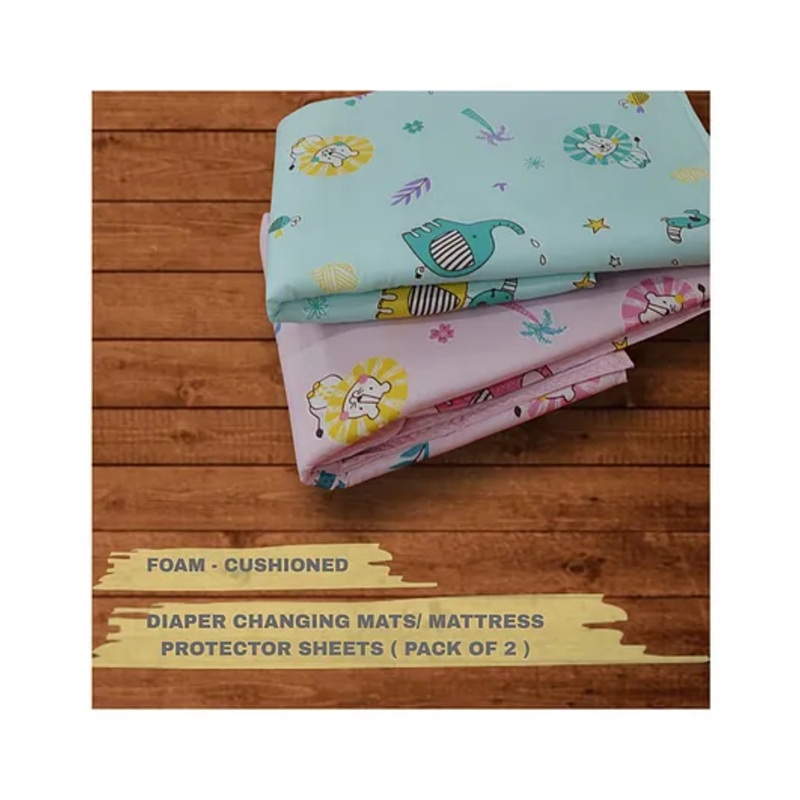 Lollipop Lane Foam-Cushioned Waterproof Sheet Quick-Dry Diaper Changing Mat for Baby – LARGE (Pink and Green) (Pack of 2)