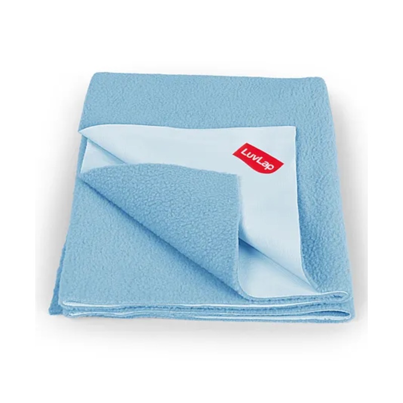 LuvLap Instadry Anti-Piling Fleece Baby Bed Protector, Quick Dry Waterproof Sheet, Small 100x140cm, Sky Blue (Pack of 1)