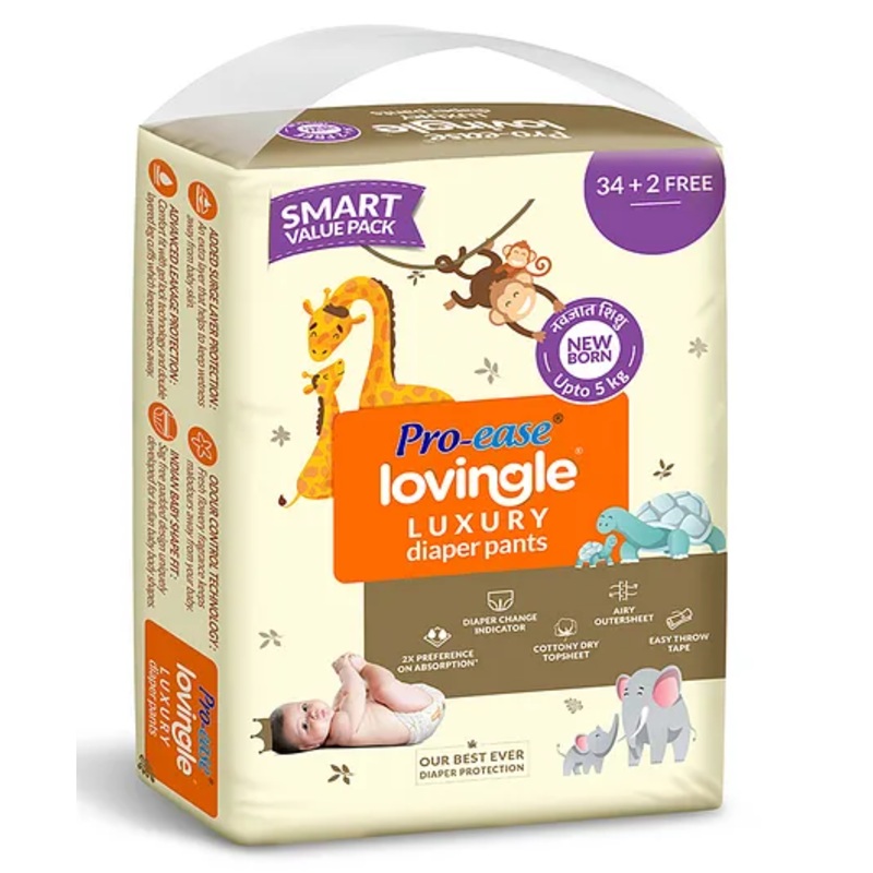 Pro-ease Lovingle Luxury Diaper Pants New Born – 36 pieces
