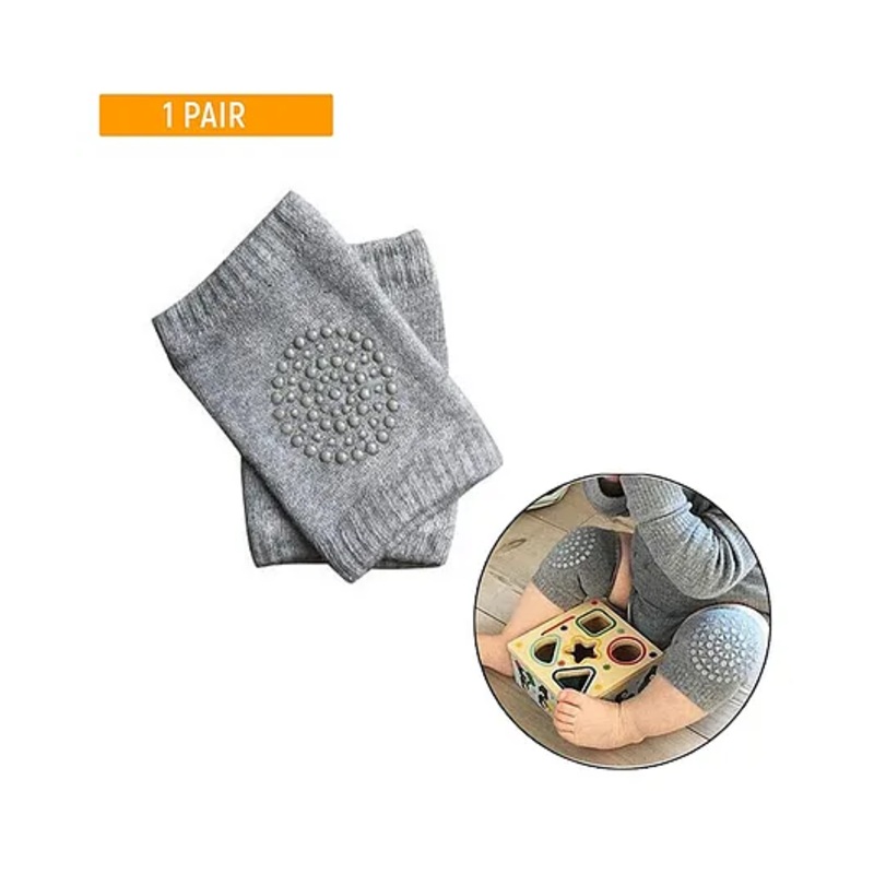 Safe-O-Kid Baby Elbow & Knee Protection Pads  Soft, Breathable & Stretchable for Baby Grey