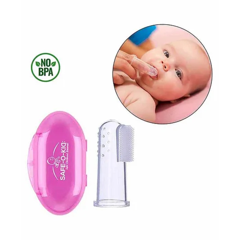 Safe-O-Kid Baby Oral Care Brush with Cover  BPA-Free Toothbrush for Toddlers (Assorted)