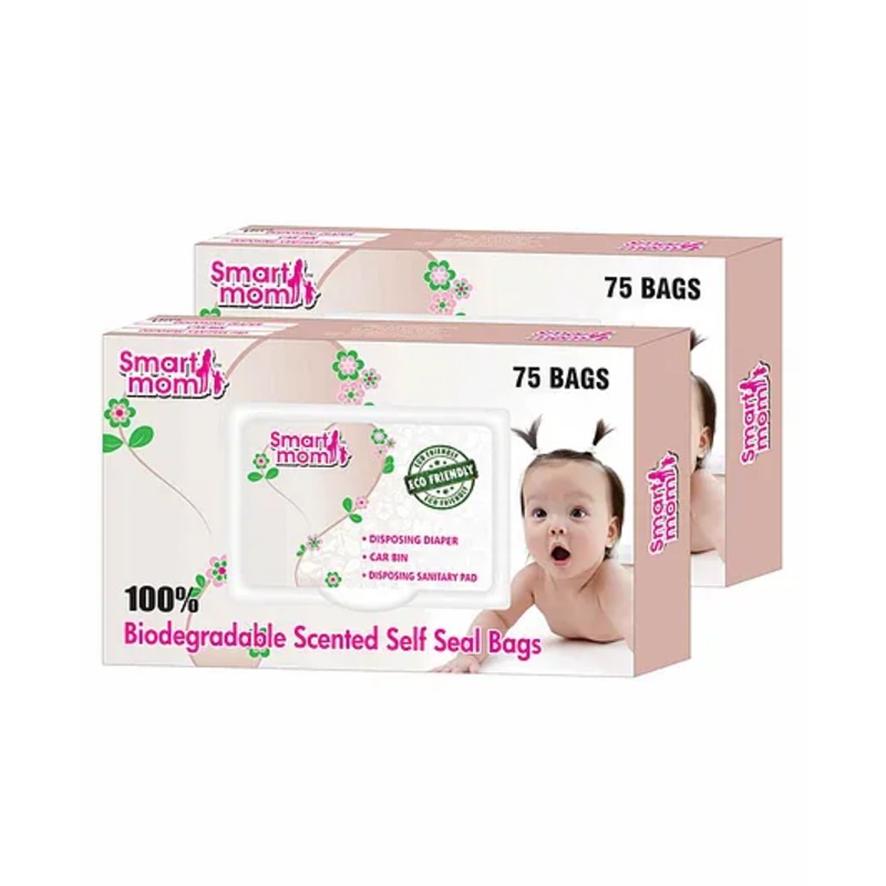 Smart Mom Scented Disposable Diaper Bags Pack of 2 – 75 Pieces Each