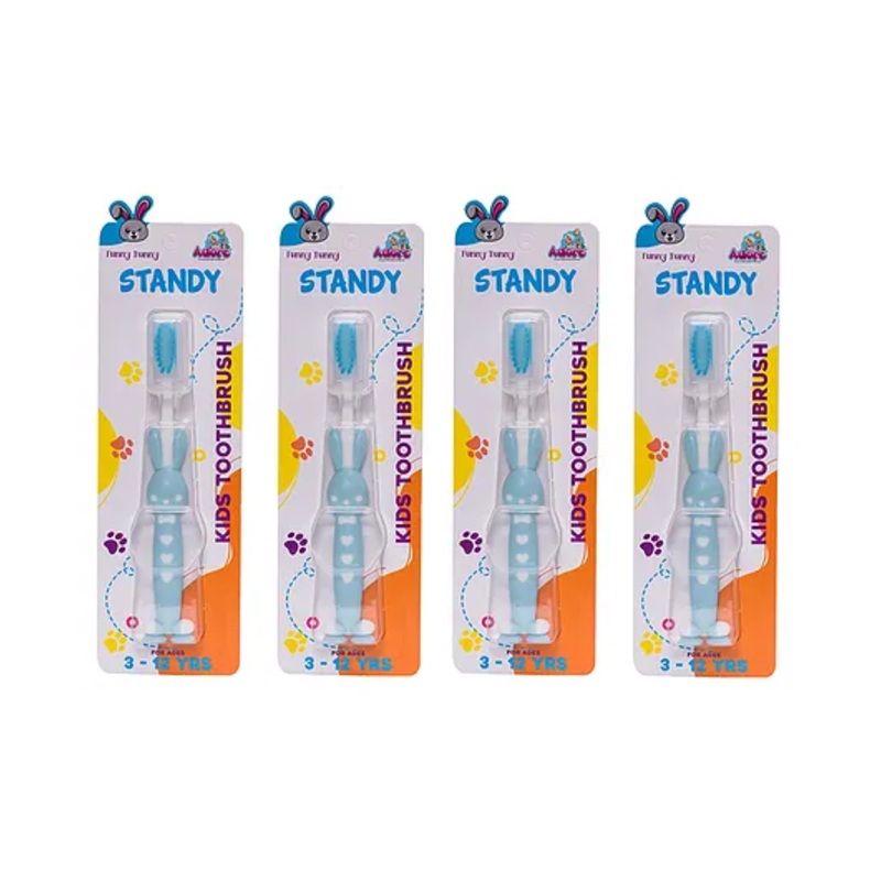 Adore Standy Kids Toothbrush With Safety Case Pack of 4 – Blue