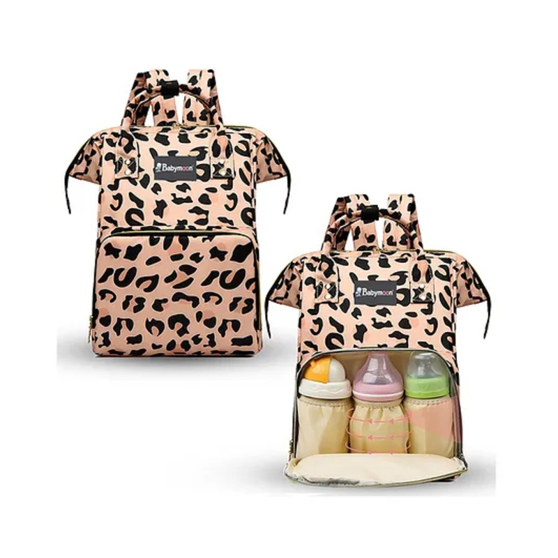 Babymoon Multifunction Mommy Bag Style Maternity Floral Print Diaper Backpack for Travel – Peach