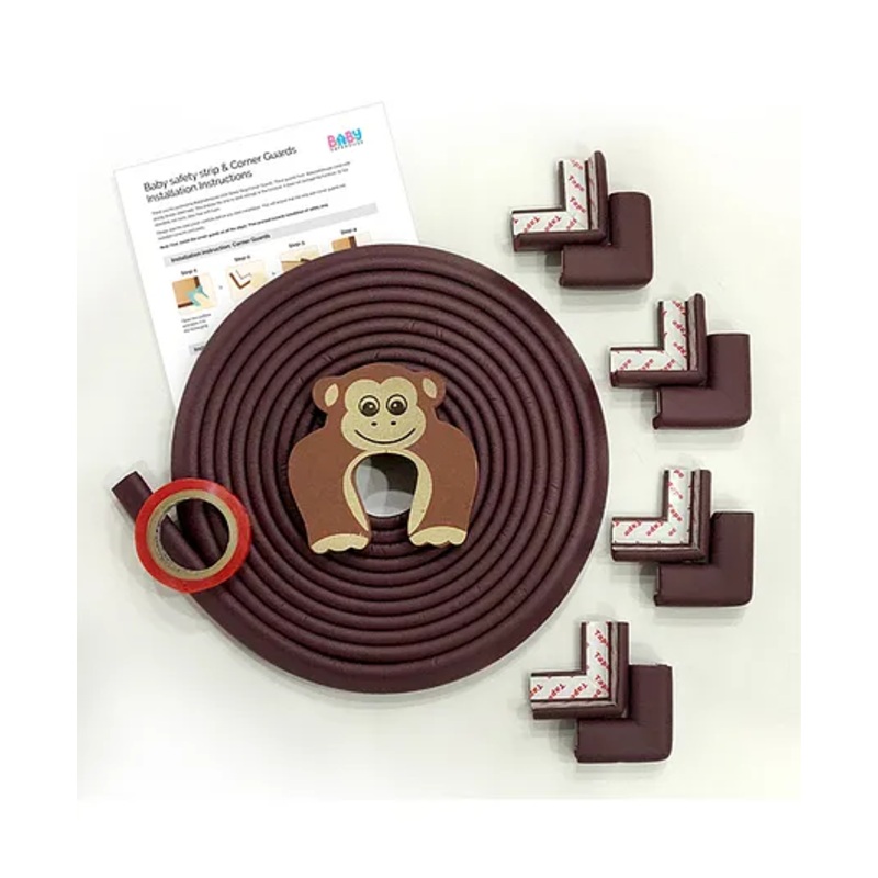 BabySafeHouse Multi Edge Guard Door Stopper and Corner Protector – Brown