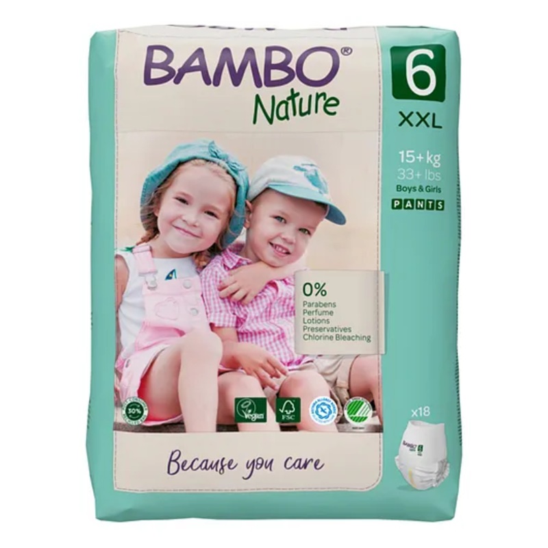 Bambo Nature Pant Diapers with Wetness Indicator XX Large Size – 18 Pieces