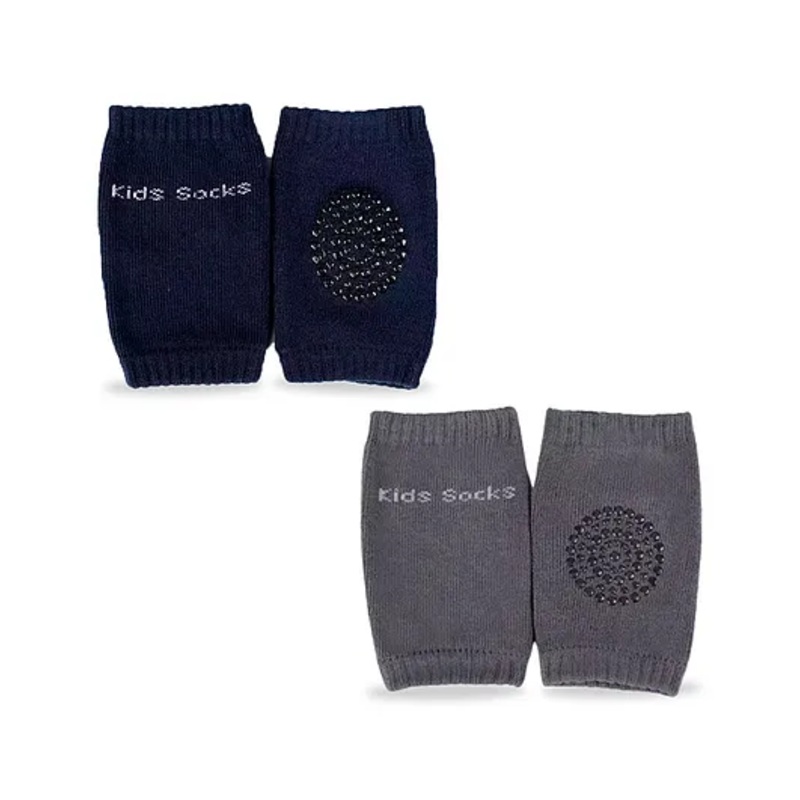 Chinmay Kids Knee Pads with Anti-Slip Padded Stretchable Elastic Cotton Soft Comfortable Pack of 2 – Dark Blue & Grey