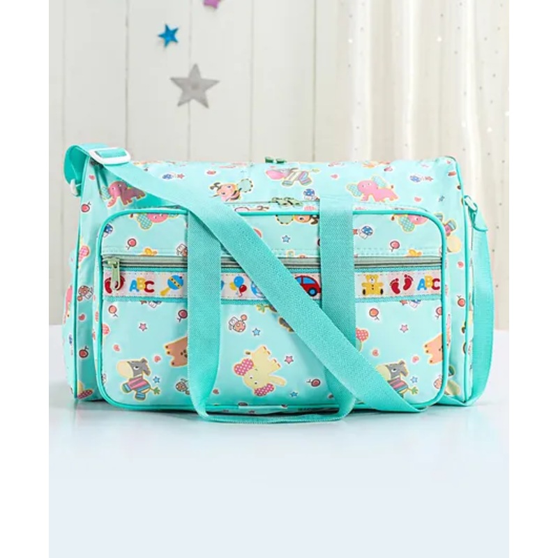 Diaper Bag Multiutility Animal Print With PVC Material-Sea Green