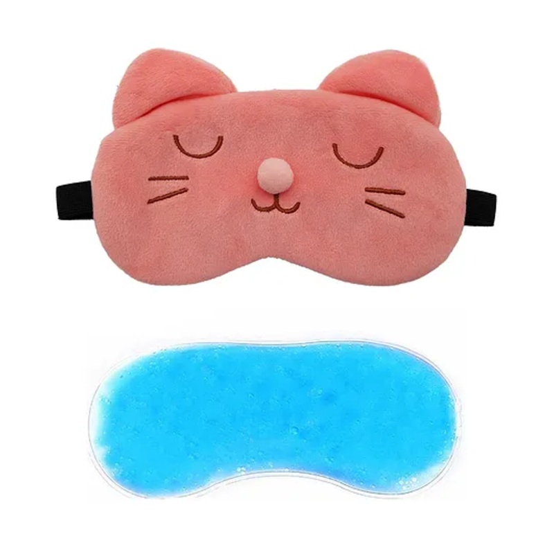 Jenna Fur Kitty Sleeping Eye Mask with Cooling Gel – Pink