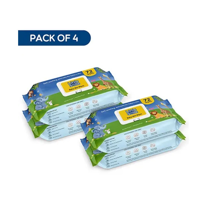 Little Smile Baby Wipes Soft, Safe & Gentle Care | Pack of 4 | 288 Wipes