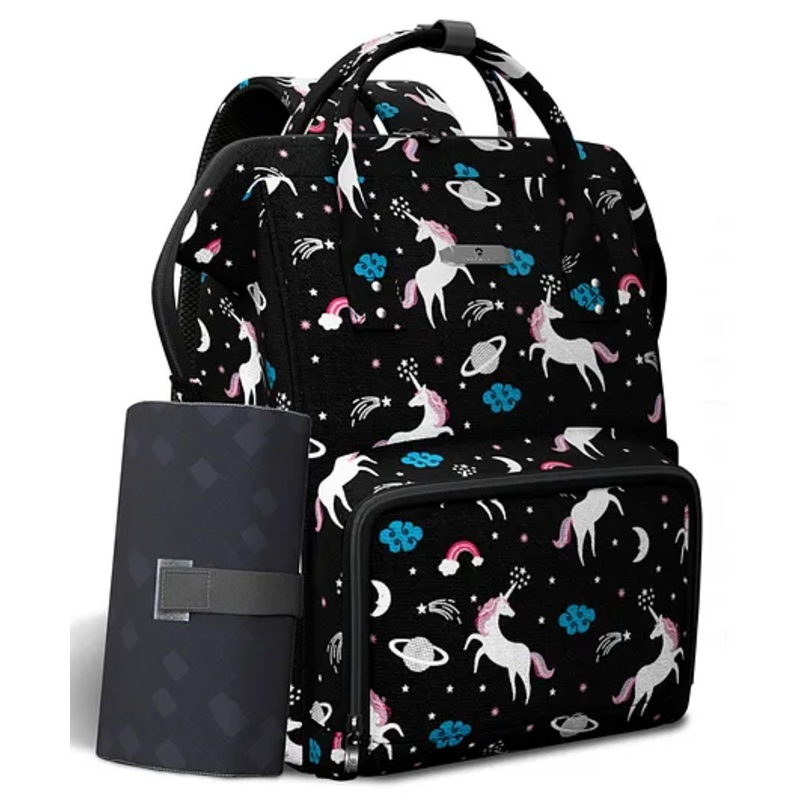 StarAndDaisy baby diaper Bag, Travel with multiple pockets, 26 liter Enhanced Capacity, Baby Bags for Mom with 3 double insulated pockets – Black