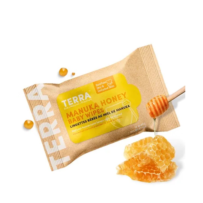 Terra Biodegradable Manuka Honey Organic Baby Wipes Mini Pack of 3 – 30 Pieces