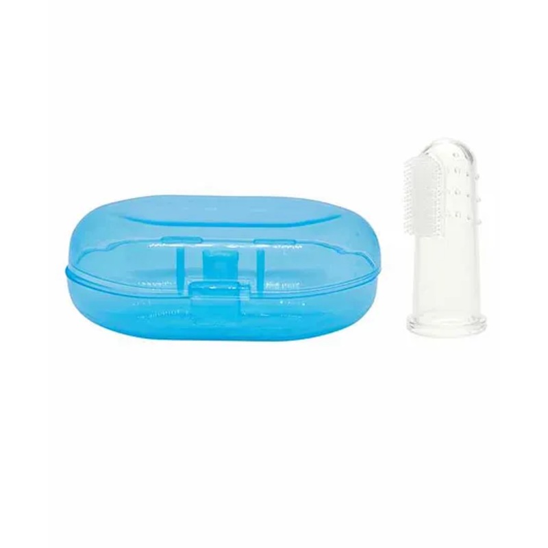 The Little Lookers Silicone Baby Finger Brush With Case – Blue