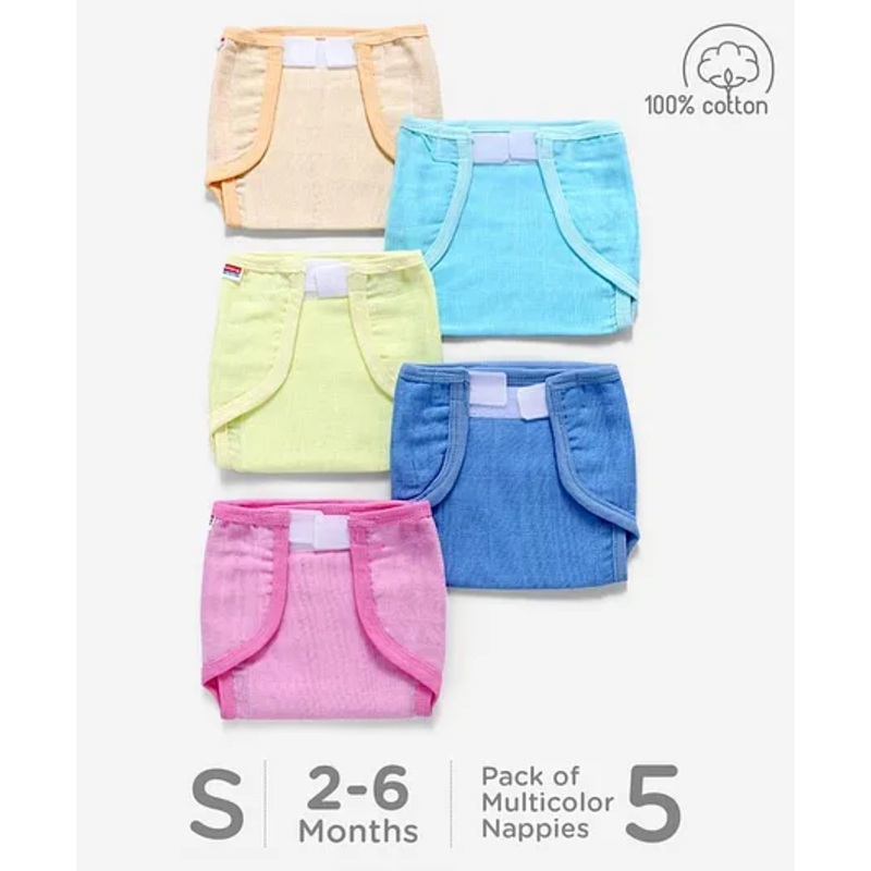 Babyhug Muslin Cloth Nappy Set of 5 Small – Solid Assorted Color