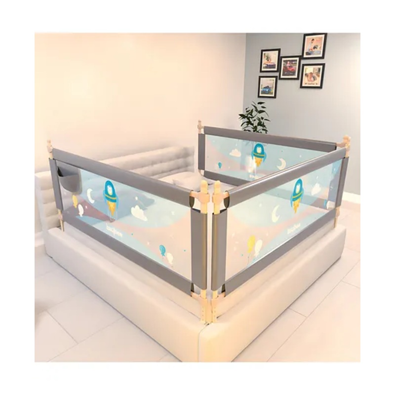 BAYBEE Baby Bed Rails Guard Barrier for Baby Kids Safety, Foldable Bed Rail Falling Protector Fence with 7 Adjustable Height (150×63 cm, (Pack of 2) Grey) – (Color & Design May Vary)