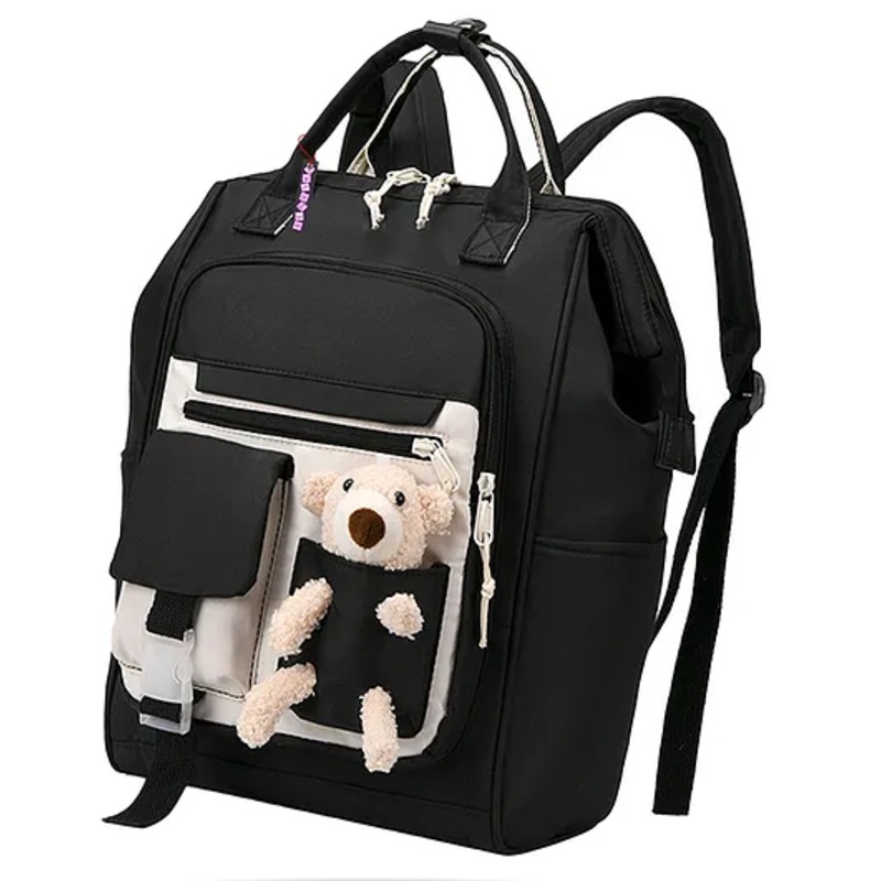 Bembika Diaper Bags for Mom And Dad Kids Diaper Bags For Travel Backpack With Teddy  Black