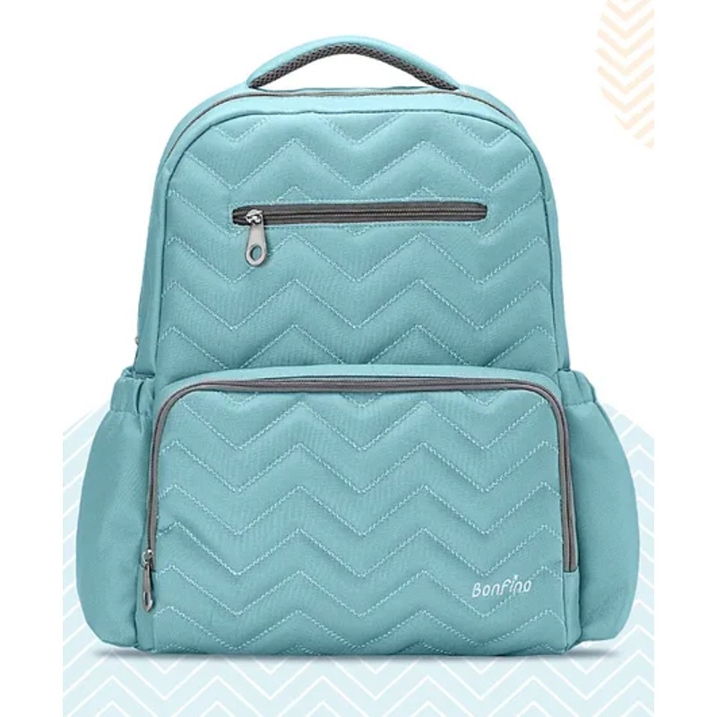 Bonfino Zig Zag Textured Free Size Diaper Backpack – Blue