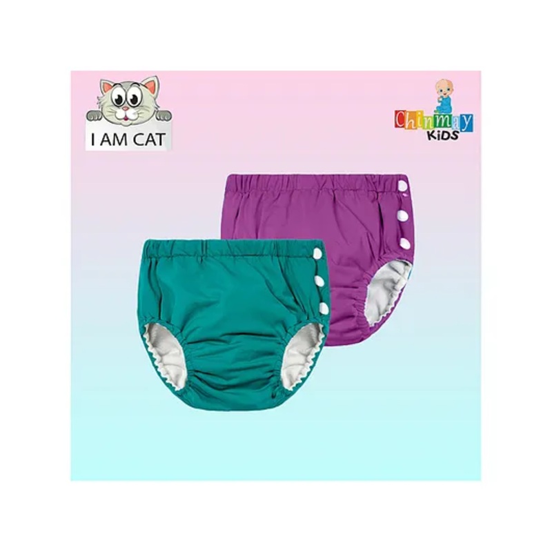 Chinmay Kids Reusable Swimwear Diaper Pants Set Of 2 – Green & Purple