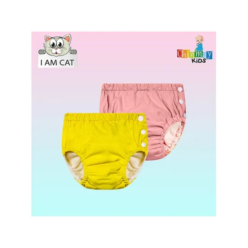 Chinmay Kids Swimming Pants Reusable Swimwear Diaper Pool Pants Pack of 2 – Pink & Yellow