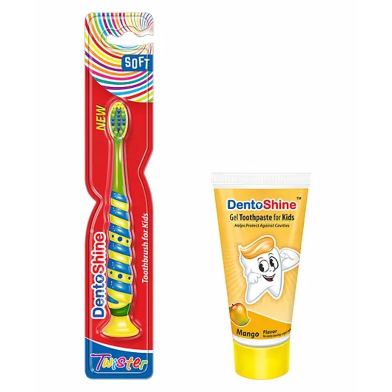 DentoShine Oral Care Combo Toothbrush And Mango Flavored Toothpaste – 80 gm
