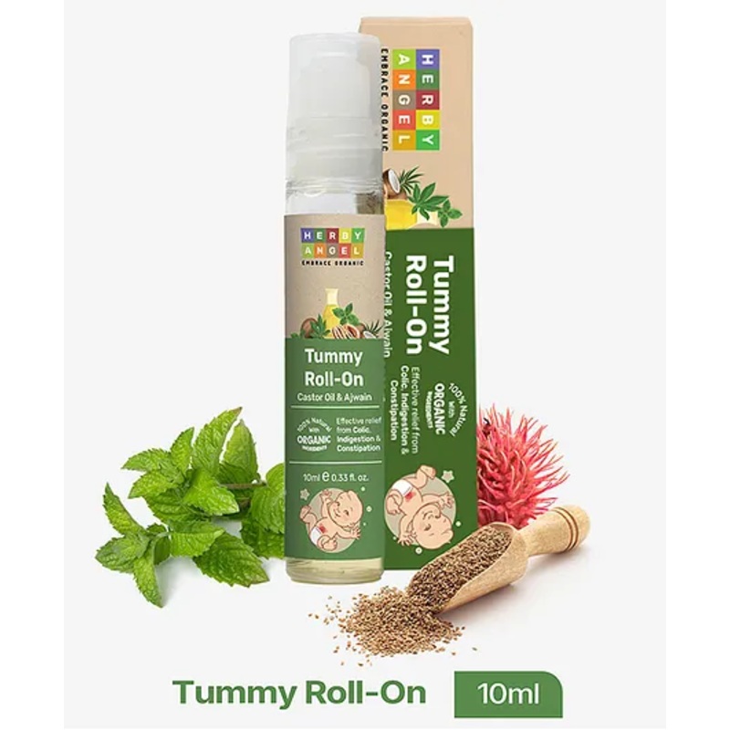 Herby Angel Baby Tummy Roll On for Colic, Constipation, Gas & Indigestion Relief | Organic Roll On for Tummy Discomfort & Cramps 10ml