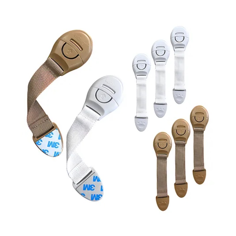 KidDough Furniture Safety Locks for Kids – Pack of 4 Beige + 4 White Locks, Child Safety Locks for Drawers, Cabinets, Fridge, Cupboard Lock, Strong and Adhesive Safety Locks