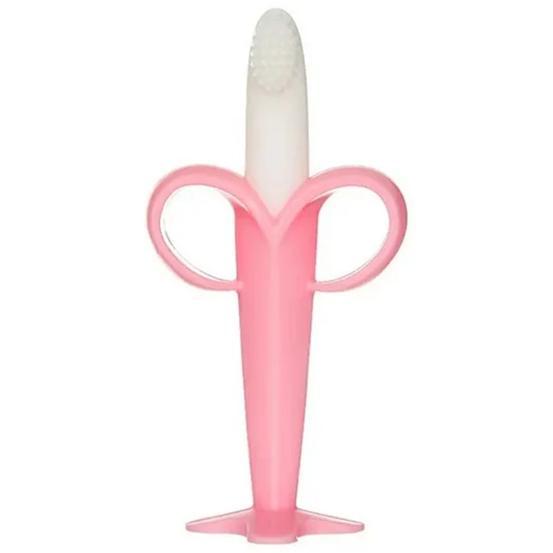 Kritiu Silicone Ultra Soft Safety Banana Shape Toothbrush For Toddlers – Pink