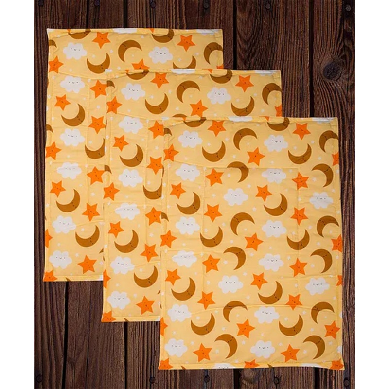 Mittenbooty Baby soft quilted Cotton Cushioned Changing Sheet Pack of 3 with detachable plastic sheet- Cloud Print Yellow