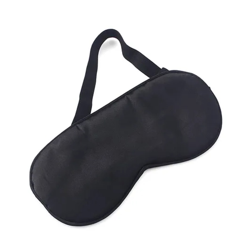 Solid Coloured Satin Eye Mask With Adjustable Strap – Black