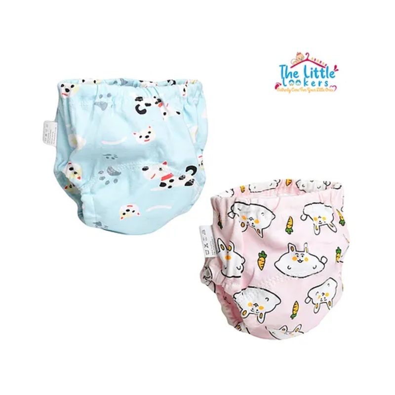 THE LITTLE LOOKERS Potty Training Pants for Babies I Reusable & Waterproof Pull up Underwear | Cloth Diaper for Babies Blue & Pink – Small 6 to 12 Months (Pack of 2)