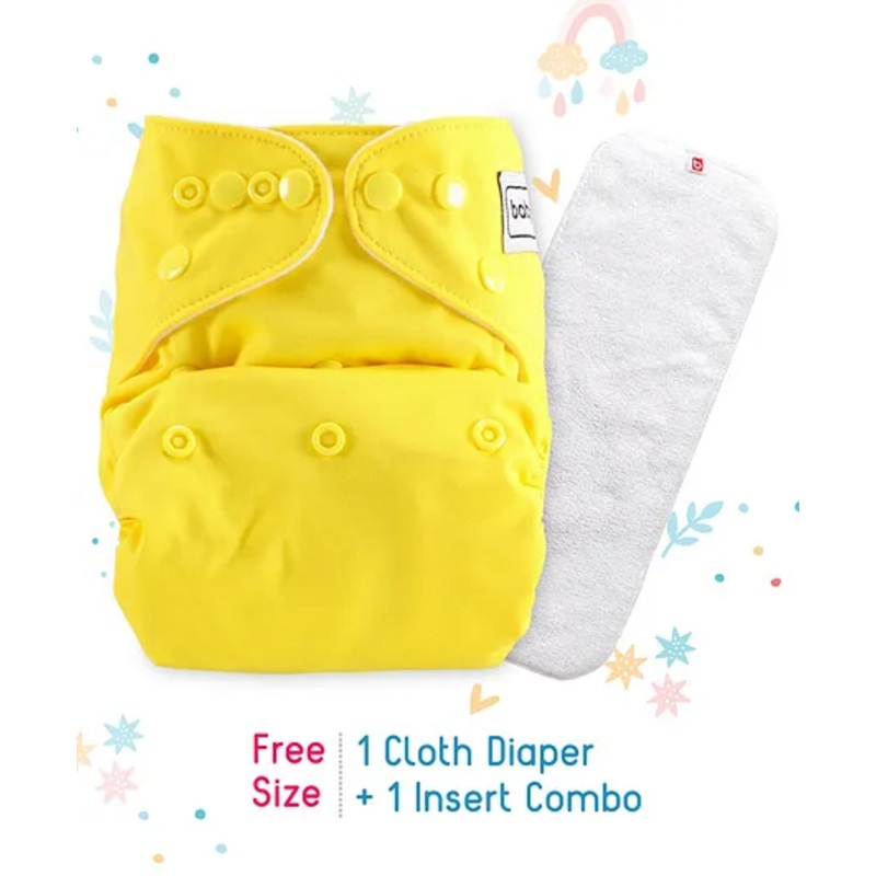 Babyhug Free Size Reusable Cloth Nappies With Insert – Yellow