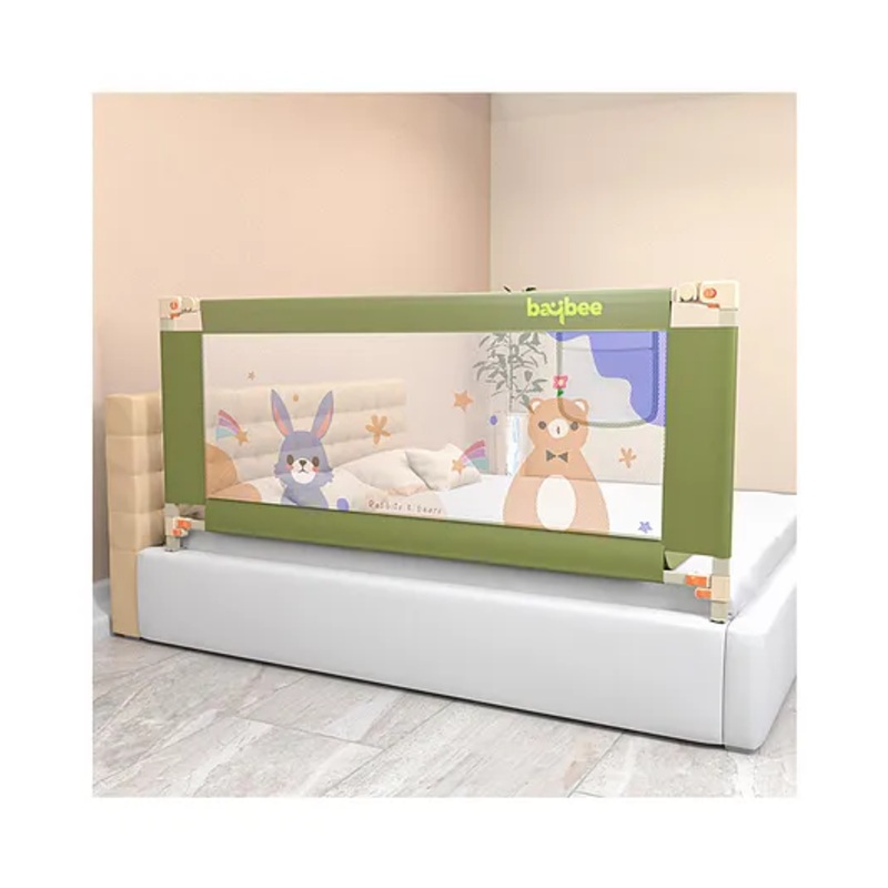 BAYBEE Baby Bed Rail Guard for Baby Safety with 28 Height Adjustable, Portable Bed Side Protector for Baby Falling | Foldable Single Side Bed Railing for Baby Toddler Kids(Dark Green, 150x80cm)