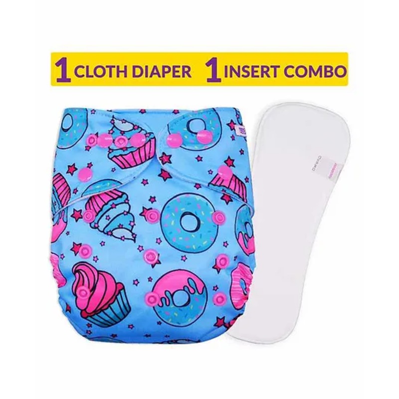 Bembika Reusable Cloth Diaper With Insert Cupcake Print  – Multicolor