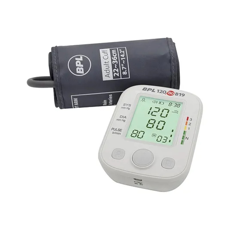 BPL Medical Technologies B19 Digital Blood Pressure Monitor with USB, LCD Display, 3 Years Warranty|BP Apparatus for Home|Hypertension & Managing Heart Health Device – White